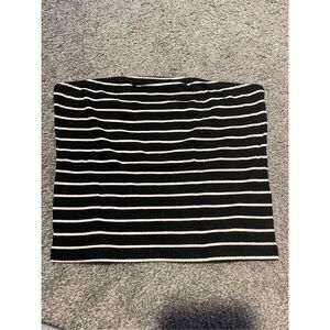 American Eagle Soft & Sexy RIB Small Black and White Stripe Strapless Top